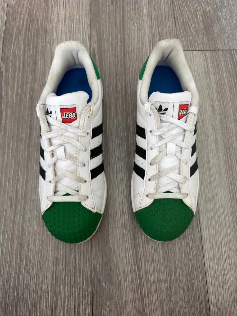 Adidas Men’s Lego’s Edition Superstar Sneakers in White, Black & Green